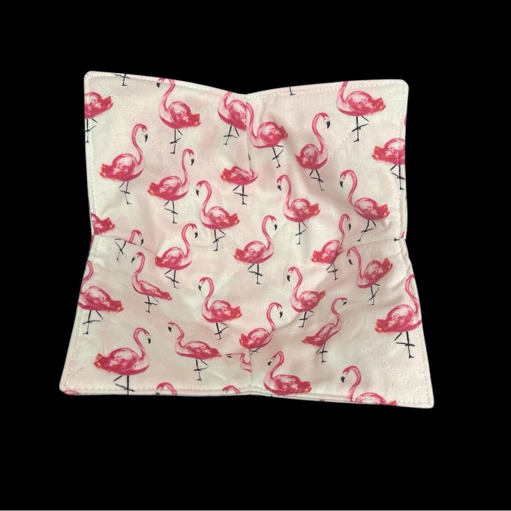 Hand Crafted Bowl Cozy Bowl Holder Microwavable  Cotton Pink Flamingo